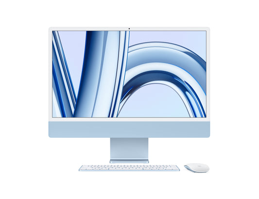 Buy Apple iMac Blue 24-inch 4.5K Retina display for Bitcoins. Apple M3 chip with 8‑core CPU with 4 performance cores and 4 efficiency cores, 10‑core GPU, and 16‑core Neural Engine, 1TB SSD storage, 8GB unified memory, Two Thunderbolt / USB 4 ports, Two USB 3 ports, Gigabit Ethernet, Magic Mouse, Magic Keyboard with Touch ID - US English. Pay in crypto. Apple iMac 4k retina